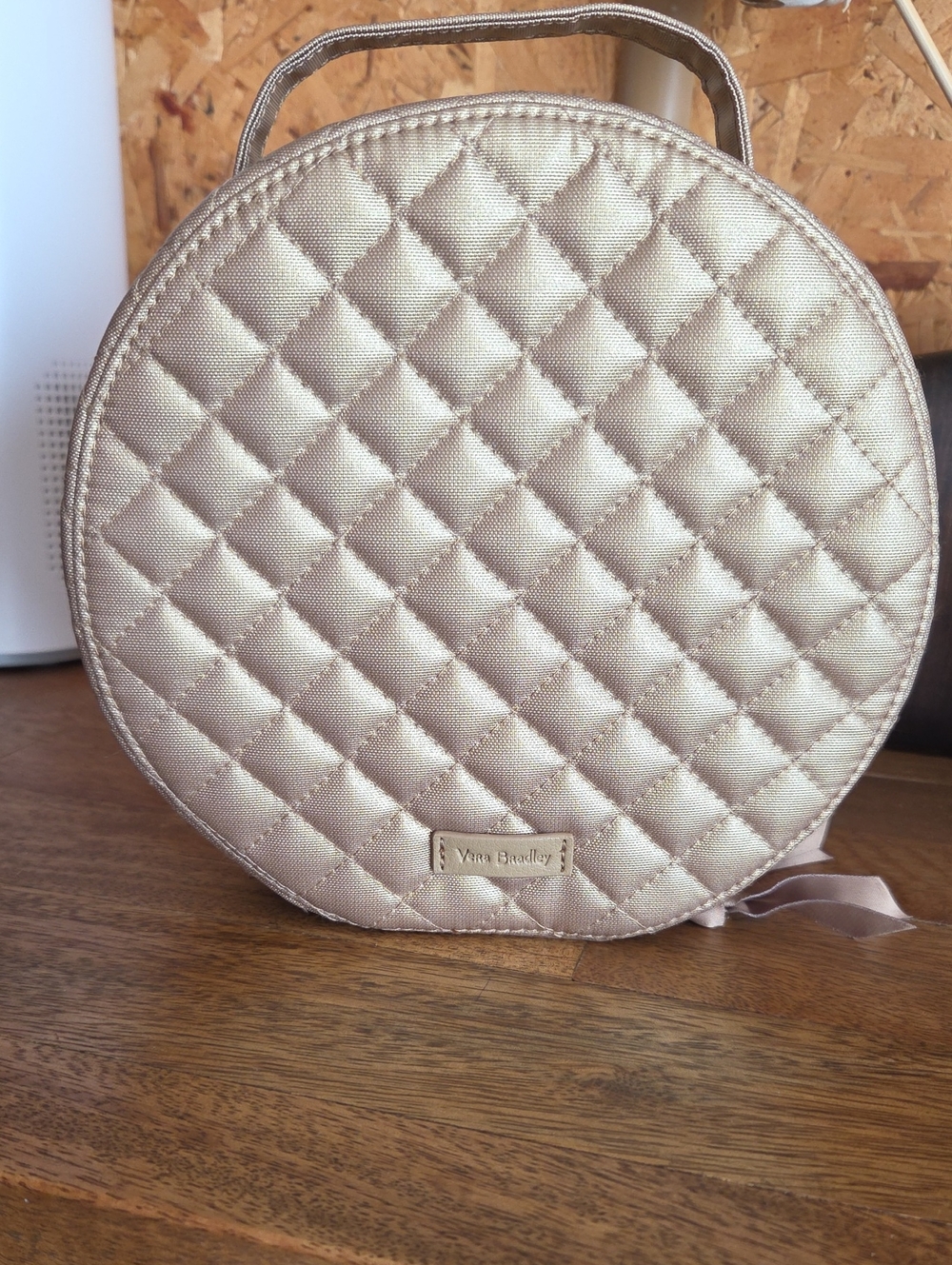 Vera Bradley Quilted Round Makeup Bag - Champagne